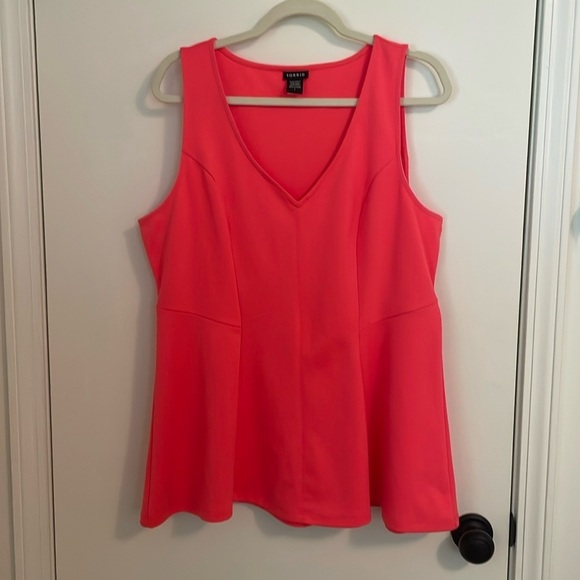 torrid Tops - Torrid Neon Coral Peplum Sleeveless Top Women’s Size 1x
